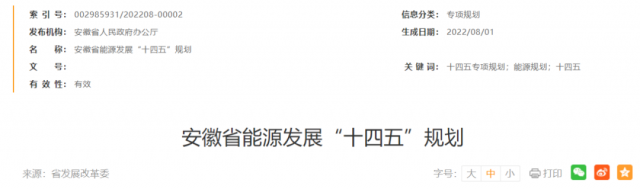 安徽：十四五新增風(fēng)電388萬千瓦、光伏1430萬千瓦